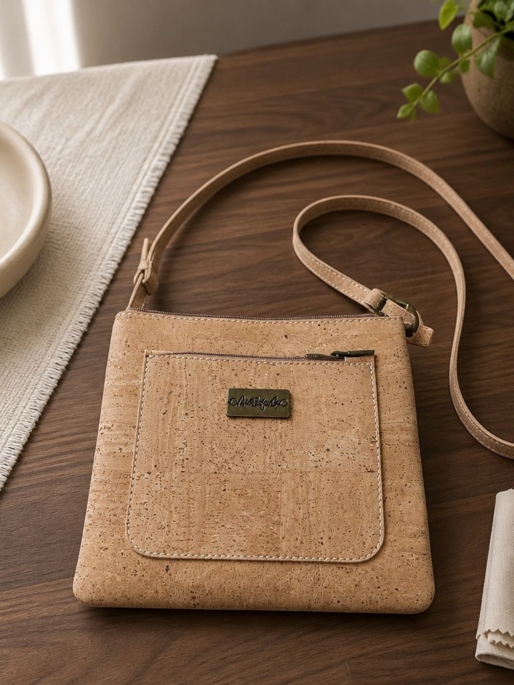 Eco Cork Crossbody Bag in Tan